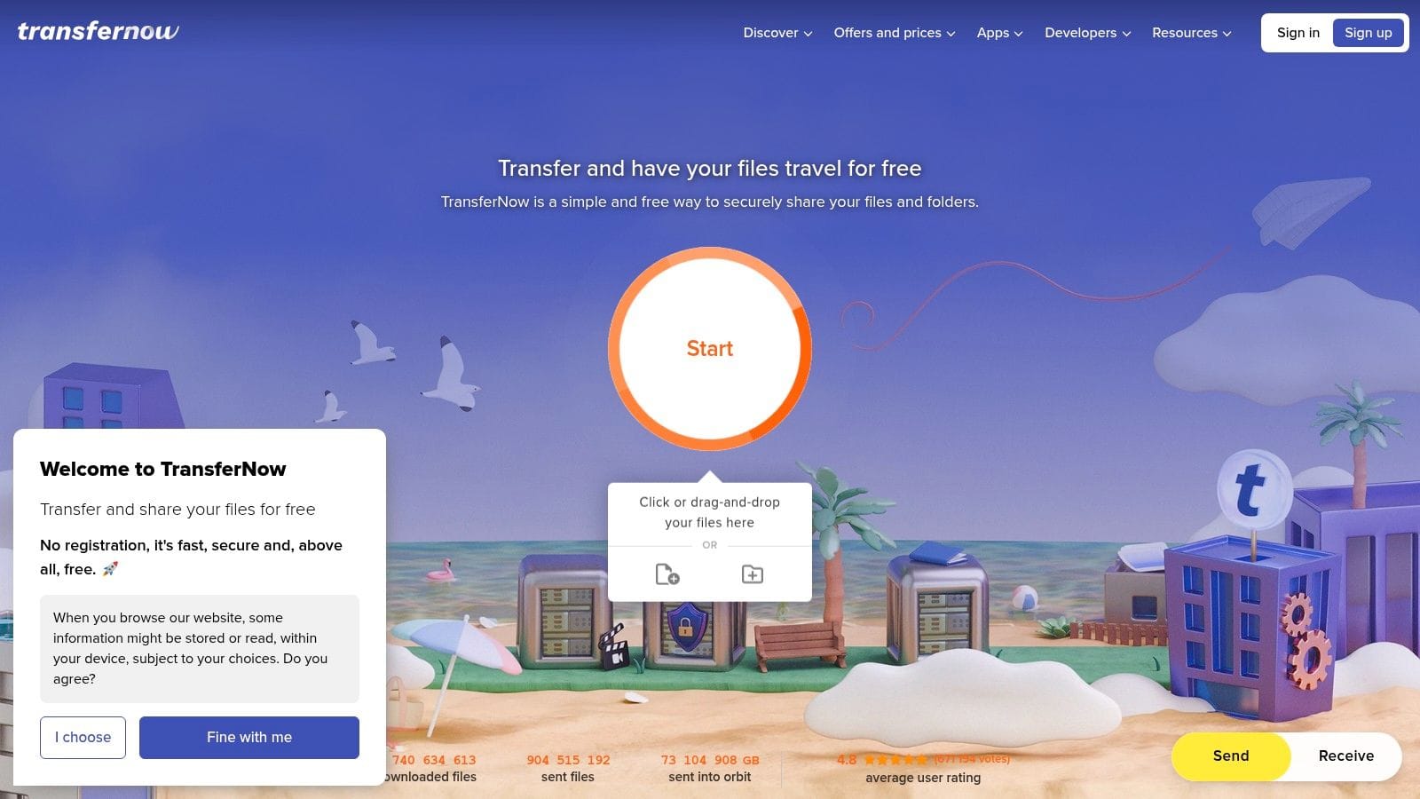 TransferNow interface from the original article
