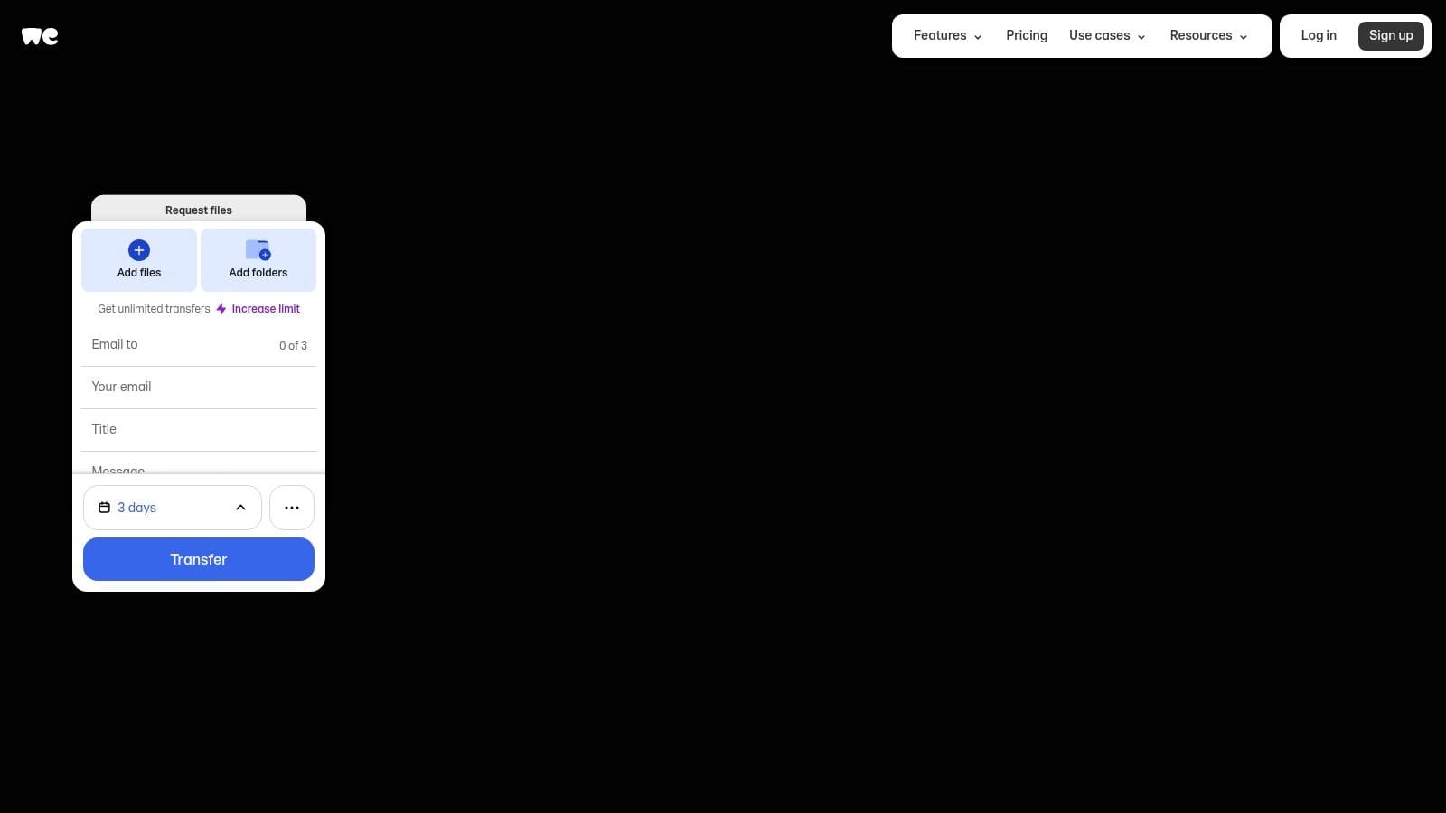 WeTransfer interface from the original article