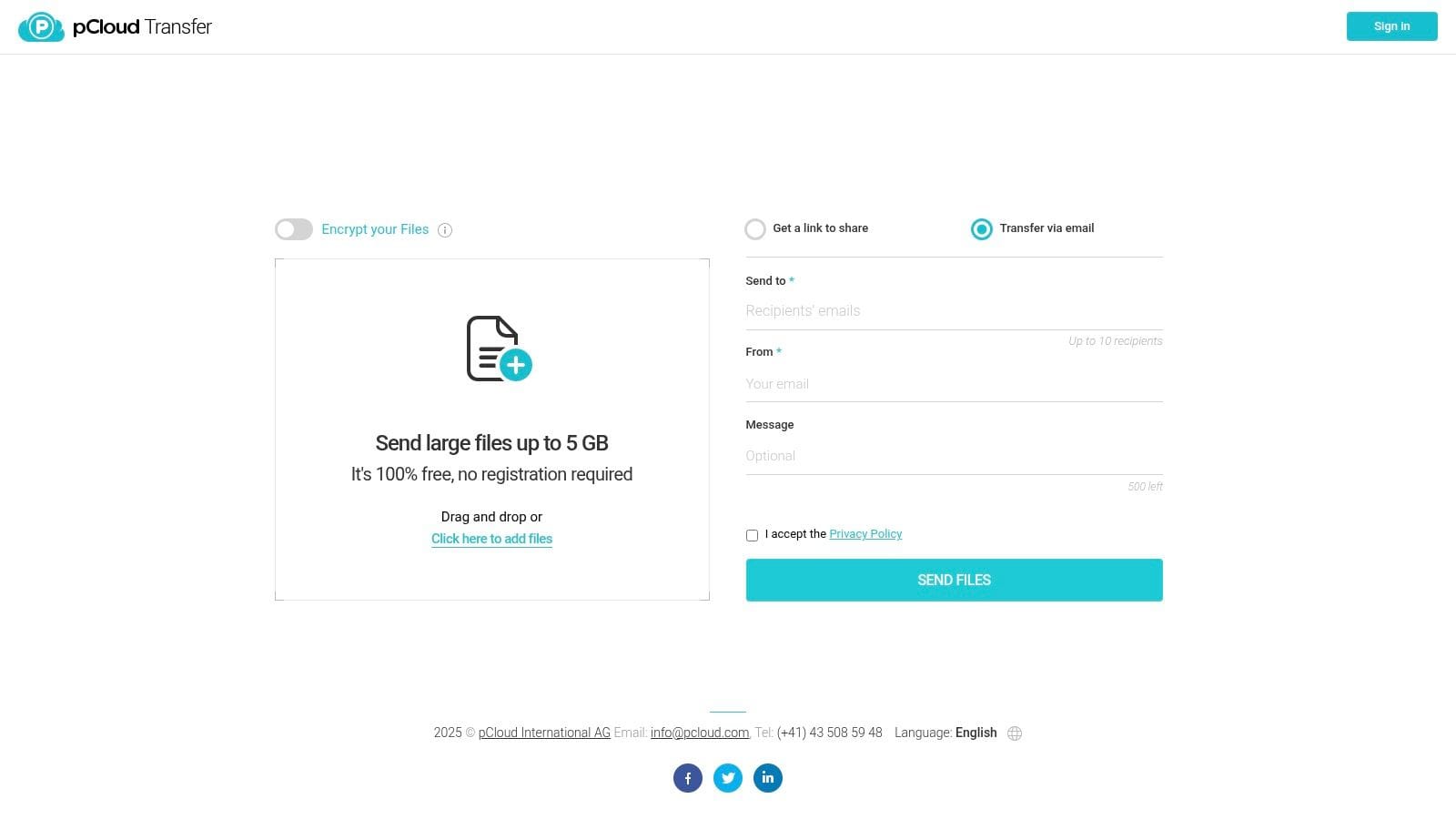 pCloud Transfer interface from the original article